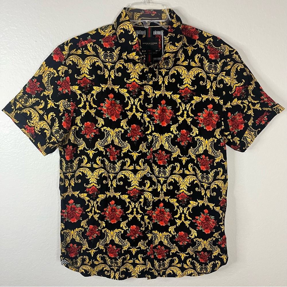 Denim & Flower Floral Button Up Shirt - Sz L